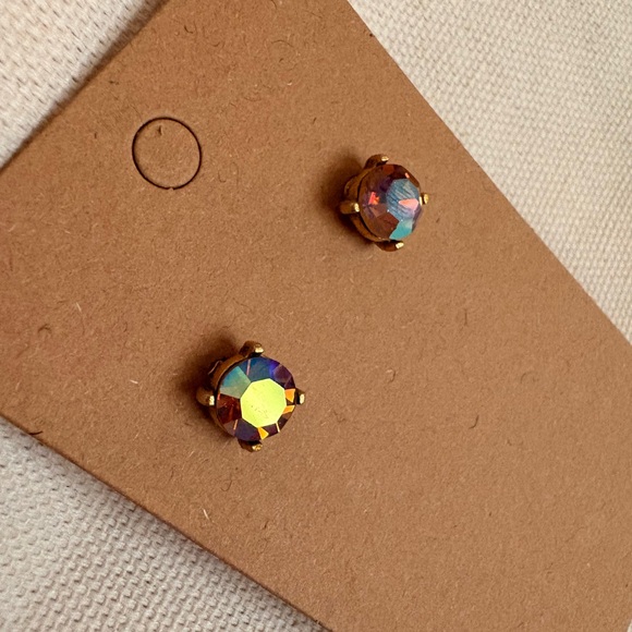 Iridescent Multicolored Gemstone Stud Earrings - Picture 3 of 6